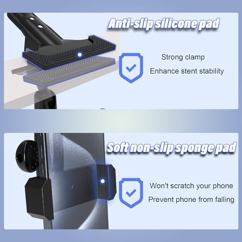 Metal Sun Visor Phone Holder for Car – Adjustable Dual Swivel Ball Mount for Enhanced Visibility – Universal Clamp Fits i Phone 16/15/14/13/12 Pro Max, Galaxy S24/23/22 – Sturdy and Durable Hands-Free Smartphone Accessory for Safe Driving and Navigation – Ideal for 4-7” Devices