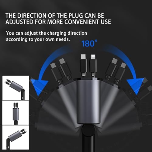 Kwak’s Retractable USB C Car Charger – Ultra-Fast Charging Adapter with Dual Apple Cables for i Phone 14, 13, 12, 11 | Tidy Retractable Design for Effortless On-the-Go Power Solutions | Compact & Portable Vehicle Charging Accessory