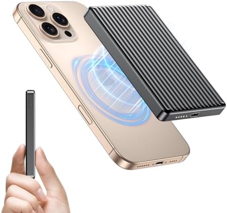 Magnetic 10000 m Ah Ultra-Slim Power Bank – 20 W Rapid Wireless Charger for i Phone 12/13/14/15 Pro Max – Compact & Lightweight Design with Enhanced Safety – Ideal for Quick On-the-Go Charging Solutions