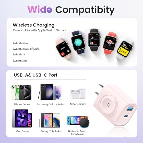 Rapid 20 W PD USB C Wall Charger – 3-in-1 Power Hub for Apple Watch Series Ultra/9/8/7/6 & i Phone 16/16 Pro/15 Series – Sleek, Portable Design for Tech Savvy Professionals – Ultimate Fast Charging Solution with Built-in Safety Features for On-the-Go Convenience