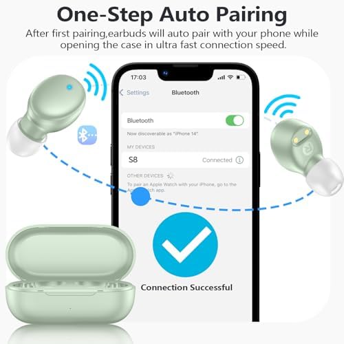 Ultra-Lightweight MOZOTER S8 Mini Wireless Earbuds – Bluetooth 5.3 Headphones with 60 Hours Playtime, Deep Bass Performance, Sweat-Resistant Design in Trendy Purple, Optimal Comfort for Sports & Daily Use