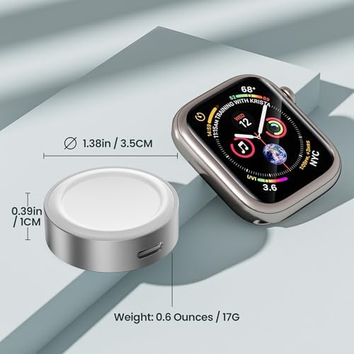 Ruxely Ultra-Portable Magnetic Wireless Fast Charger for Apple Watch – High-Efficiency USB-C Charging Adapter Compatible with i Watch Series 10, 9, 8, 7, 6, Ultra 2 & SE – Compact Design for Effortless Mobility and Quick Power Solutions