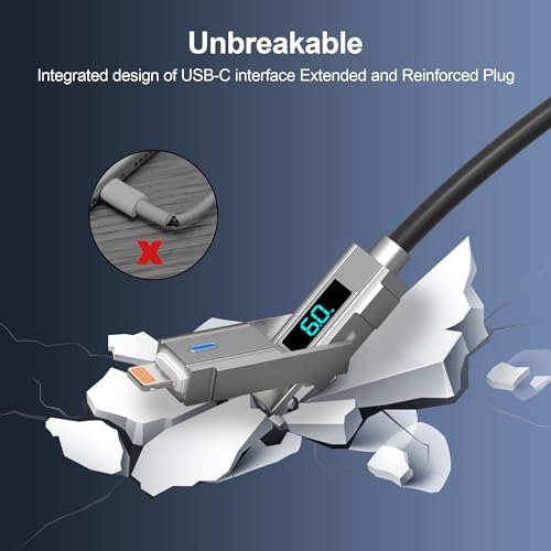 Universal 4-in-1 USB C Fast Charging Cable with LED Status Display – MFi Certified for i Phone 15/14/13, Galaxy, and Mac Book – 3 A Rapid Charger with 60 W Power Delivery – 6.6 ft Long for Enhanced Flexibility & Compatibility with Car Play and Android Auto – Ideal for On-the-Go Charging Needs