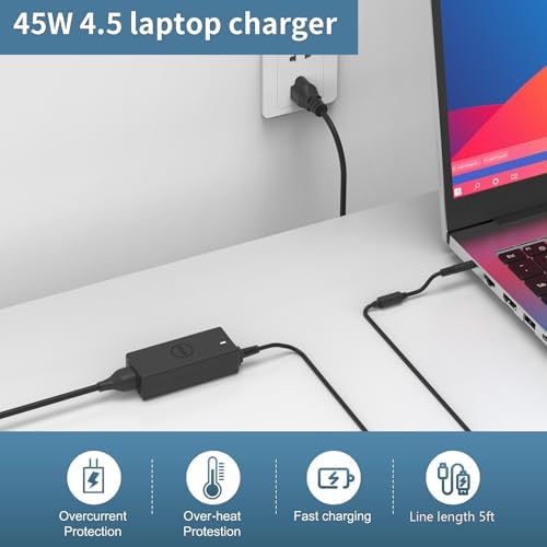Powerful 65 W USB-C Laptop Charger for Dell – Optimized for XPS & Latitude Series – Lightweight, Travel-Friendly AC Adapter with Advanced Safety Mechanisms – Perfect for Home and Office Use – Versatile Fast Charging Solution for Enhanced Device Performance and Protection