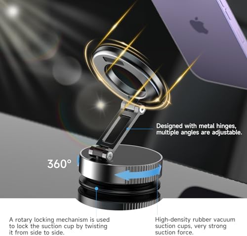Revolutionary 360° Magnetic Phone Holder with 96+ LBS Suction Power – Unmatched Stability for i Phone 16/15/14/13 – Hands-Free Mounting for Car, Gym, and Shower – Versatile Accessory for Effortless Device Management – Ideal for Daily Use and Seamless Navigation