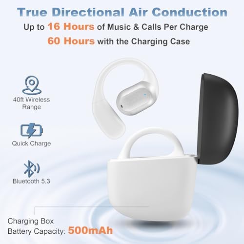 Experience Boundless Freedom with VG333 Open-Ear Bluetooth Headphones: Ultra-Thin Silicone Ear Hooks for Ultimate Comfort, 70-Hour Playtime, and Immersive Bass – Ideal for Active Lifestyles with Touch Control and Next-Gen Bluetooth 5.3 Connectivity