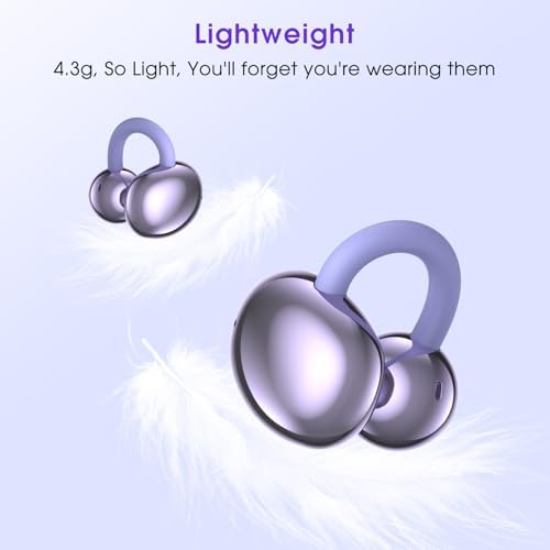 Lightweight Clip-On Bluetooth Earbuds with 50-Hour Battery Life – Waterproof Open-Ear Headphones for Sports and Workouts, Perfectly Designed for Glasses Wearers with Anti-Drop Technology and Seamless Connectivity