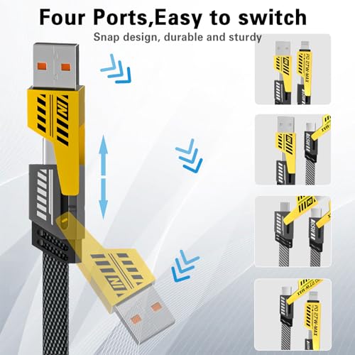 Ultimate 4-in-1 Fast Charging Cable Duo – Dual Pack USB C, USB A & i Phone Compatible Charger with 65 W Power Delivery, Durable Braided Design & Extra-Long 6.65 ft Length for Effortless Multi-Device Charging