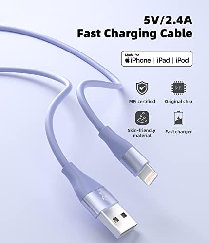 Premium 10 FT MFi Certified i Phone Charger 3-Pack – Fast Charging Lightning Cables for i Phone 14, 13, 12, 11 Pro Max, XR, XS, X, 8, 7, 6 Plus & SE – Colorful, Durable Design for Enhanced Compatibility and Convenience – Perfect for Home, Office, and Travel