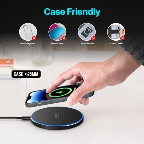 Ultra-Fast 30 W Wireless Charging Pad – Qi-Compatible Charger for Galaxy S24/S23/S22/S21/S20/S10 & i Phone 16/15/14/13/12/11 Series – Sleek, Safe, & Non-Slip Design for Home and Office Use – Effortless Device Powering with Intelligent Temperature Control