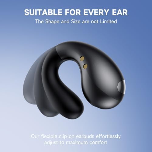 Advanced Bluetooth 5.3 Open Ear Bone Conduction Earbuds – Ultra-Lightweight Sport Headphones with 36-Hour Playtime, IPX7 Waterproof Rating, and Secure Clip-On Design for Optimal Comfort and Awareness During Workouts – Effortless Wireless Connectivity and Exceptional Sound Quality for Active Individuals