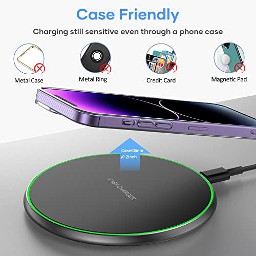 Revolutionary 15 W Fast Wireless Charger Pad – Dual Pack for i Phone 16/15/14/13/12/11 Pro Max & Samsung Galaxy S23/S22/S21/S20/S10 – Effortless Charging Experience with Enhanced Safety Features & Sleek Design for Home/Office Use