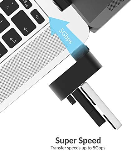 SABRENT Ultra-Compact 3-Port Aluminum USB 3.0 Hub with 90°/180° Rotatable Design – High-Speed Data Transfer & Ultimate Versatility for Effortless Connectivity on the Go