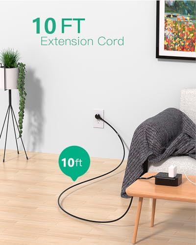MIFASOPOWER Surge Protector Power Strip – 8 Wide Outlet Charging Station with 4 USB Ports (Including USB-C) and 5 FT Heavy-Duty Extension Cord – Space-Saving Flat Plug Design for Home, Dorm, or Office – Overload Protection & Wall-Mountable Convenience