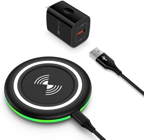 Fast Wireless Charger Pad for Samsung Galaxy S25/S24/S23/Z Fold 7 & Google Pixel 9 – 15 W Multi-Compatible Charging Station with Smart Chip & Power Adapter – Ultra-Slim & Travel-Friendly Design for Efficient Power Delivery and Safety