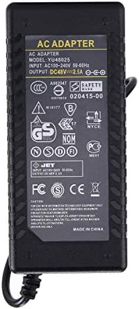 Premium 48 V 120 W High-Efficiency AC/DC Power Supply Adapter by COOLM – Universal Input Charger for Po E Switch Injectors & Security Cameras, 2.5 A Output with 5.5 mm x 2.5 mm Plug for Reliable Performance and Versatile Use