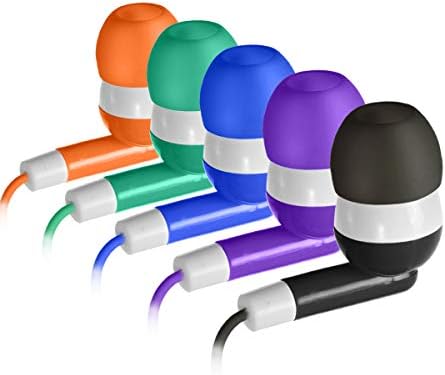 Vibrant 30-Pack Kids Earbuds – Wired In-Ear Headphones in 5 Fun Colors (Black, Blue, Orange, Green, Purple) – Ideal for i Pads, Macs, PCs & Fitness Gear – Perfect for Classrooms & Group Activities with Enhanced Compatibility and Sound Quality