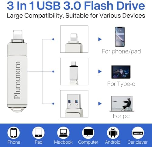 128 GB Photo Stick for i Phone – Ultimate USB Flash Drive for Seamless Photo and Video Storage Across i OS, Android & PC – No App Needed, High-Speed Transfer, and Compact Design for Effortless Media Management