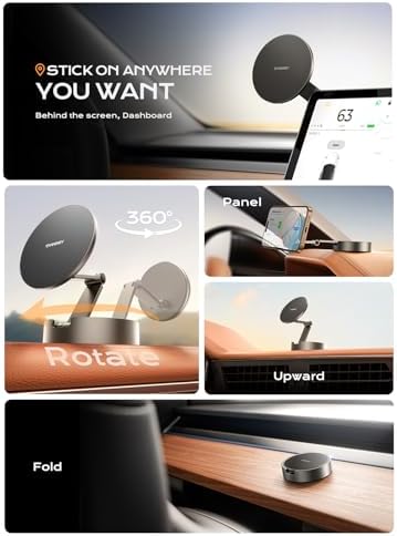 THREEKEY Mag Safe Car Phone Mount – Premium Magnetic Holder for i Phone 16/15/14/13/12 Series & Galaxy S25 Ultra with Robust Metal Arm, 360° Adjustable Rotation, and Strong Magnet Stability for Enhanced Driving Safety and Convenience in Bronze Finish