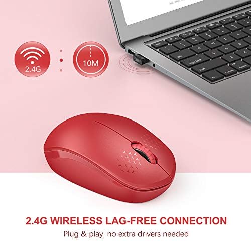 Light Blue Wireless Mouse – Ultra-Quiet 2.4 GHz Noiseless Computer Mouse with USB Receiver for Seamless Windows Experience – Portable, Ergonomic Design for Home, Office, or Travel