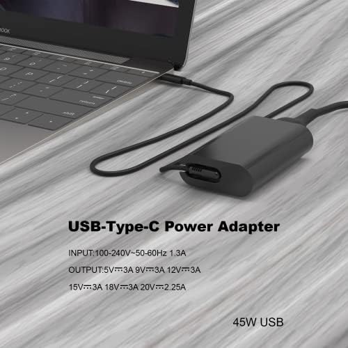45 W USB-C Charger for Dell XPS & Latitude Laptops – Fast Charging Power Supply with Universal Compatibility & Safety Features for Models 7390, 9350, 9360, and More – Lightweight & Efficient Design for On-the-Go Users – Reliable Replacement for HA45, NM180, LA45, NM150