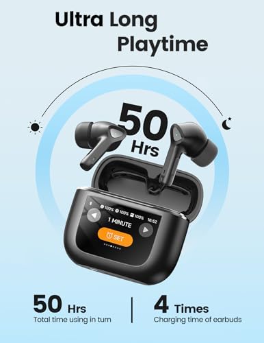 Ultimate Bluetooth 5.3 Wireless Earbuds – Experience Superior Deep Bass with 50-Hour Playtime, IPX7 Waterproof Design for Enhanced Durability, Featherlight In-Ear Fit for All-Day Comfort, Integrated Microphone for Clear Hands-Free Calling, Effortless Compatibility with i OS & Android Devices – Ideal Gift for Music Enthusiasts and Fitness Lovers