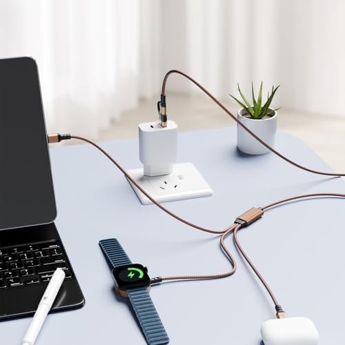 Ultimate 3-in-2 Fast Charging Cable for Apple Watch & i Phone – Versatile USB-C & Lightning Charger with High-Speed Power Delivery for Galaxy S23 – Compact, Durable Design for Effortless Travel and Multi-Device Compatibility