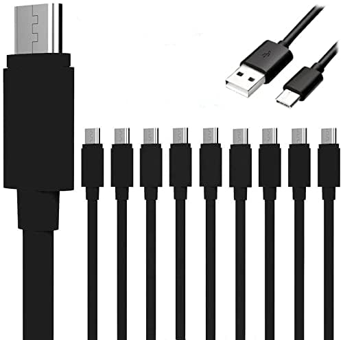 Bulk Pack of 10 Type C Fast Charge USB Cables for Samsung Galaxy – Rapid Charging Solution with Enhanced Durability and Compatibility for S25, S24, S23, S22, S21, S20, S10+ and More (Black) – Effortless Power Delivery for Home and Travel