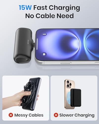 Ultra-Compact 5000 m Ah Dual Pack Mini Power Bank – 15 W Fast Charging USB-C Charger for i Phone 16/15, Galaxy & Android Devices – Essential Lightweight Travel Companion for Reliable On-the-Go Power