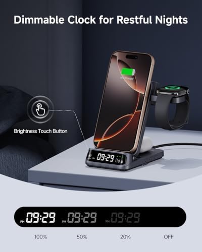 Ultimate 3-in-1 Wireless Charging Station for i Phone 16/15/14/13/12, Apple Watch 10/9/8/7/6 & Ultra, Air Pods Pro/3/2/4 – Fast Charge, Sleek Design, No Adapter Required – Enhance Your Charging Experience with Seamless Compatibility and Portability