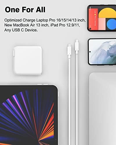 Ultra-Fast 10 ft USB-C Charger for Mac Book Pro & Air – 96 W Power Adapter with LED Indicator, Compatible with M1, M2, M3, M4 Models – Charge Your Device in Record Time! Experience lightning speed charging for your Mac Book Pro 16″ in just 1 hour and 47 minutes, and get your Mac Book Pro 14″ to 50% in only 30 minutes—outperforming standard 67 W chargers. This premium 100 W USB-C cable, featuring an advanced E-Mark chip, ensures maximum power delivery and data sync speeds of up to 480 Mbps. Designed to work seamlessly with a variety of devices including Surface Book, Dell, Lenovo, and i Pads, this charger offers enhanced compatibility for all your tech needs. The soft LED indicator and foldable plug enhance portability while providing protection against overcharging and short circuits. Elevate your charging experience with this essential accessory, making it perfect for travel and everyday use!