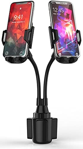 Dual Device Car Cup Holder Mount – Flexible Neck & 360° Rotatable Cradle for Enhanced Navigation – Universal Fit for i Phone, Samsung & GPS – Perfect for Hands-Free Convenience on the Road