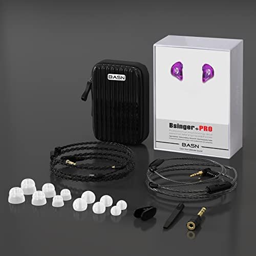 BASN Bsinger Professional Dual Driver In-Ear Monitor Headphones – Hi-Fi Sound Quality Earbuds with Built-in Mic for Musicians and Drummers (Black, 2-Pin) – Superior Comfort and Durability for Live Performances