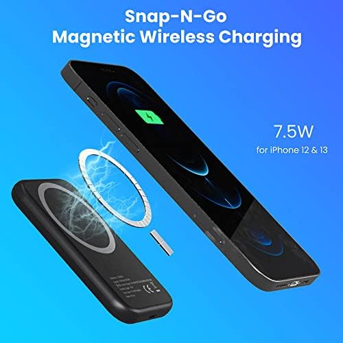 Ultra-Fast 5000 m Ah Wireless Magnetic Power Bank for i Phones 12-16 | TECHSMARTER 18 W USB-C Portable Charger for Seamless Charging on-the-Go | Effortless Connectivity & Sleek Design for Modern Mobile Lifestyles