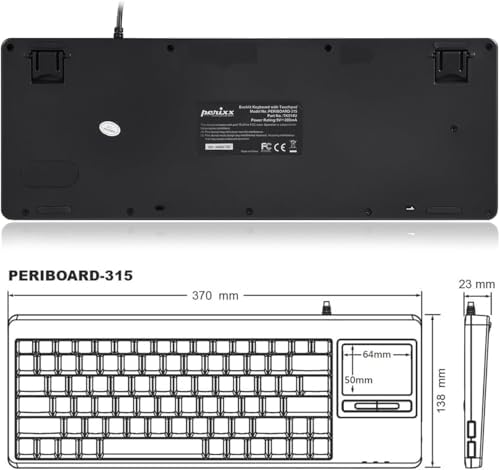 Revolutionize Your Workspace with the Perixx PERIBOARD-315 H Wired USB Backlit Keyboard – Integrated Touchpad & Dual USB Ports for Ultimate Efficiency in Black, Perfect for Windows Users