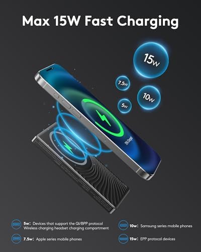 Ultra-Slim 10,000 m Ah Mag Safe Power Bank for i Phone 16/15/14/13/12 – Fast Wireless Charging in Sleek Metallic Black, Magnetic Attachment for Hassle-Free Portability and Quick Power-Ups – Ideal Travel Companion for On-the-Go Charging Solutions