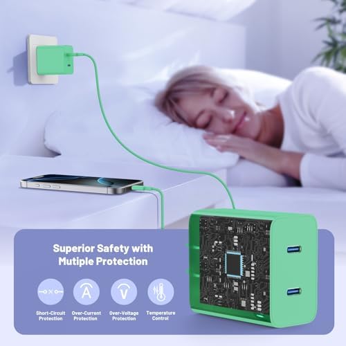 Dual-Port 45 W USB-C Wall Charger for Samsung Galaxy S25/S24 Ultra – Super Fast Charging with 2-Pack 6.6 ft Cables, PD 3.0 & PPS Technology for Enhanced Compatibility and Performance – Ideal for Mobile Professionals and Families