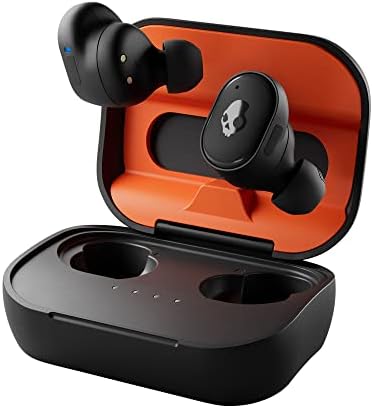 Skullcandy Grind Fuel Wireless Earbuds – Bluetooth Headphones with 40-Hour Battery Life, Noise-Isolating Comfort, and Wireless Charging Case – Customizable Audio via Skull-i Q App – True Black/Orange – Perfect for Music Lovers on the Go