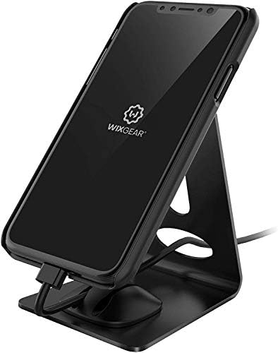 Premium Magnetic Desk Phone Stand by Wix Gear – Durable Metal Holder for i Phone & Android – Efficient Cord Management for a Tidy Workspace – Elevate Your Productivity with Instant Access and Sleek Design – Essential Smartphone Accessory for All Desk Setups