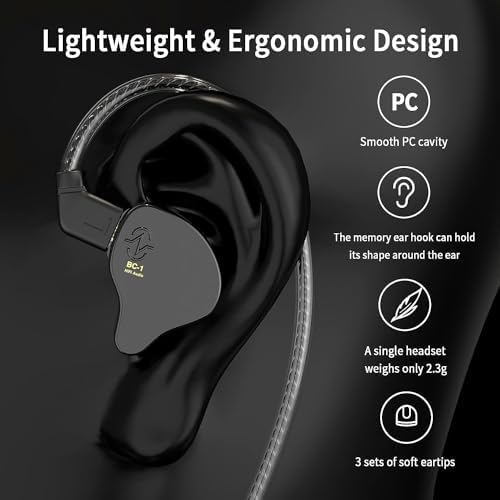 CCZ Melody Wired In-Ear Monitors with Detachable Cable – Superior Hi-Fi Bass Earbuds for Musicians and Singers, Featuring Dual-Driver Technology and Built-in Microphone, Stylish Green Finish for Stage and Studio Excellence