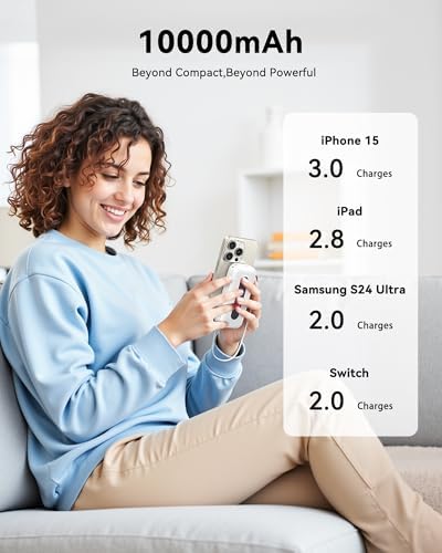Ultra-Fast 30 W Retractable Portable Charger – 10,000 m Ah Power Bank with Built-In Cables for i Phone, i Pad & Samsung – Airline-Approved Travel Powerbank with Smart Display & Detachable Strap for Ultimate Convenience