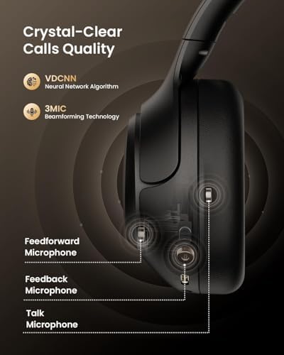 Unleash Sonic Perfection with HS1 Wireless Over-Ear Headphones – Cutting-Edge Hybrid Active Noise Cancellation, Immersive Deep Bass, and 60-Hour Battery for Ultimate Comfort on the Move – Compact Foldable Design with Built-In Microphone for Seamless Connectivity Across All Devices