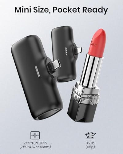 Ultra-Compact 5000 m Ah Dual Pack Mini Power Bank – 15 W Fast Charging USB-C Charger for i Phone 16/15, Galaxy & Android Devices – Essential Lightweight Travel Companion for Reliable On-the-Go Power