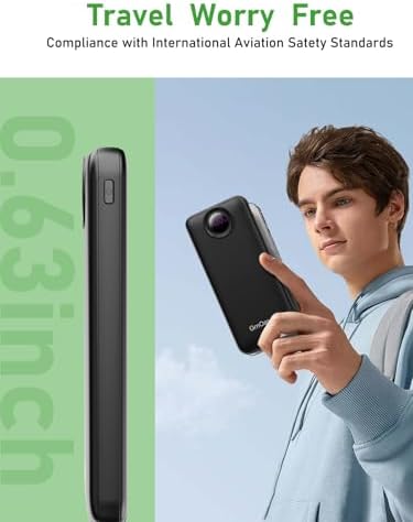 Compact 10,000 m Ah Power Bank – Fast Charging Portable Charger with Dual USB-C Compatibility for i Phone 16, Samsung, and Android Devices – Sleek Black Design for Ultimate Travel Convenience and Enhanced Device Performance