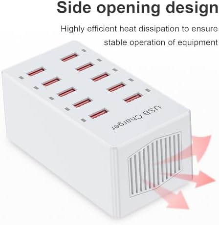 Multi-Device USB Charging Hub with 10 High-Speed Ports – Smart Plug Power Strip for i Phone 15/14/13, i Pads, Galaxy Watches & Android Phones – Ultimate Fast Charging Solution for Home & Office Efficiency