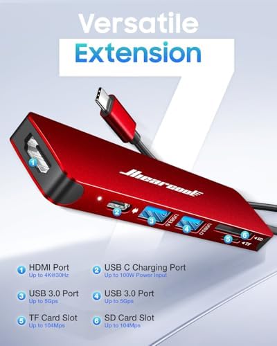 Unlock Seamless Connectivity with the Hiearcool 7-in-1 USB C Hub Adapter – High-Speed USB 3.0, 4 K HDMI Output, and 100 W Power Delivery for Mac Book Pro and Type C Devices – Your Ultimate Multi-Port Solution for Enhanced Productivity and Effortless Data Transfer