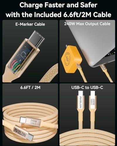 AKELON 100 W USB-C Fast Charger: Ultimate Compact & Foldable Power Hub for Mac Book Air, Mac Book Pro, Samsung Galaxy, and i Pad Pro – Comes with 6.6 ft USB-C Cable for Superior Compatibility and Lightning-Fast Charging Efficiency