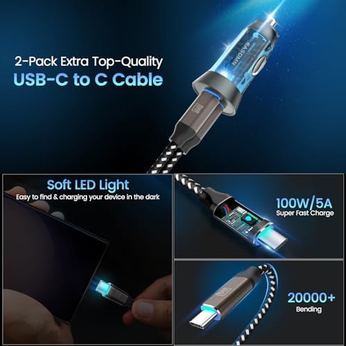 90 W Dual-Port USB C Fast Car Charger 2-Pack – PD 45 W & QC 45 W Quick Charge Adapter for Samsung Galaxy S25 Ultra, i Phone 15, and More – Ultimate Compatibility & Safety Features for Efficient On-the-Go Power