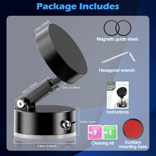 imluckies Magnetic Car Phone Holder for Magsafe iPhone, Seamless Vacuum Suction Cup Phone Mount, 360° Rotatable & Retractable Foldable Car Accessory, Easy to Install/Remove, White – Enhanced Compatibility and Speed