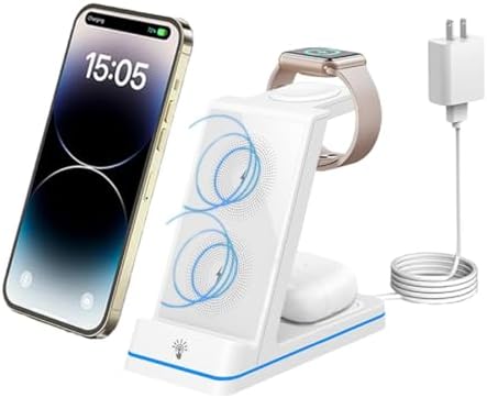 Ultimate 3-in-1 Wireless Charging Station for i Phone 16-11, Apple Watch & Air Pods – High-Speed Charger Dock for Seamless Device Power-Up (White, Enhanced Compatibility)